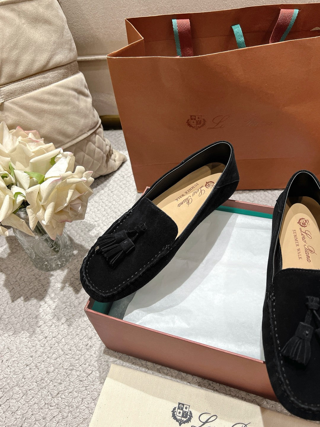 LP Dot sole walk mocassin Black Suede 215000