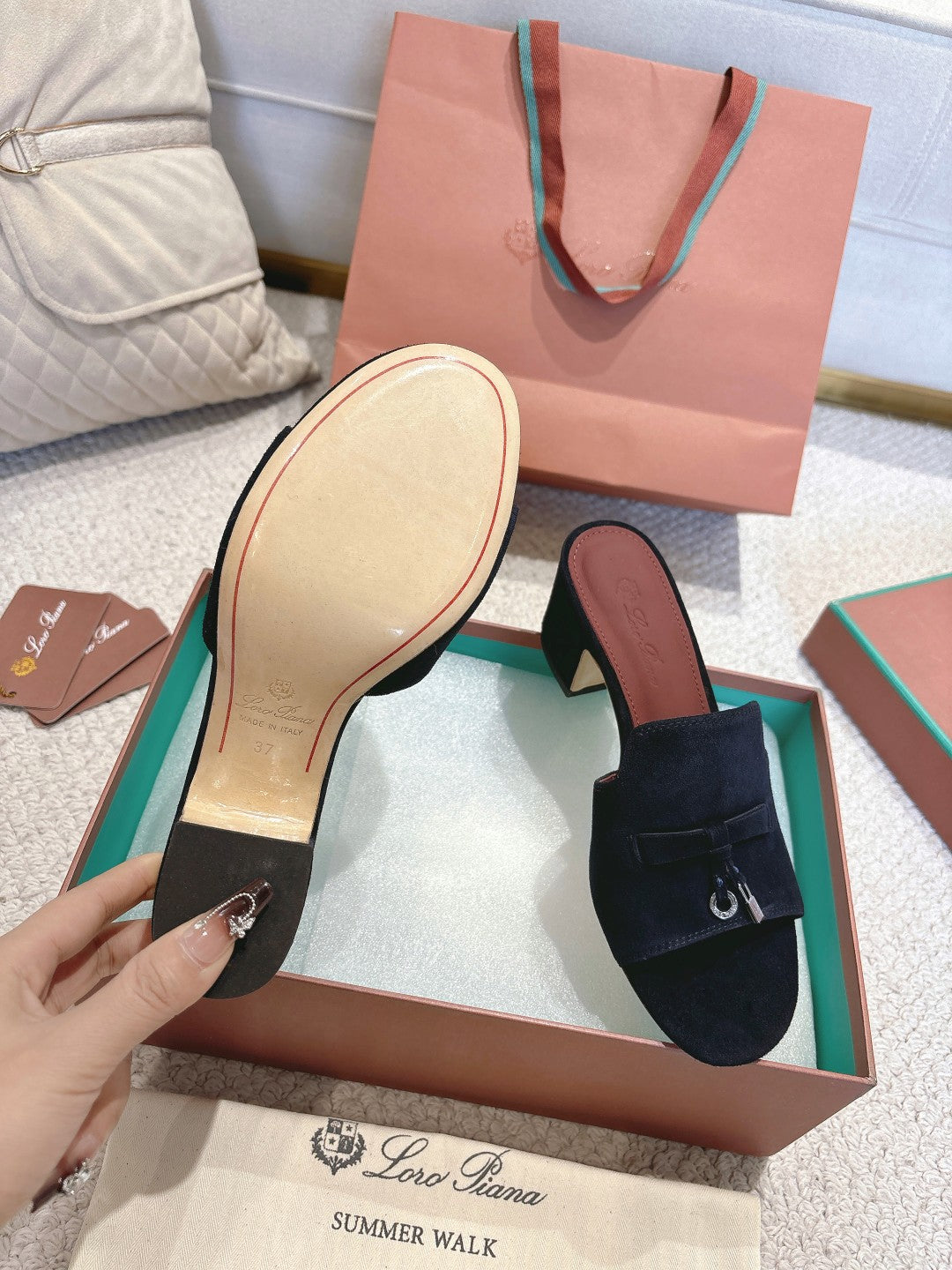 LP 25C Summer Charms Mules 55MM Navy Blue Suede 215031