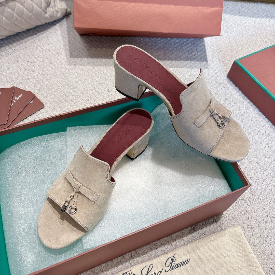 LP 25C Summer Charms Mules 55MM Light Taupe Suede 215025