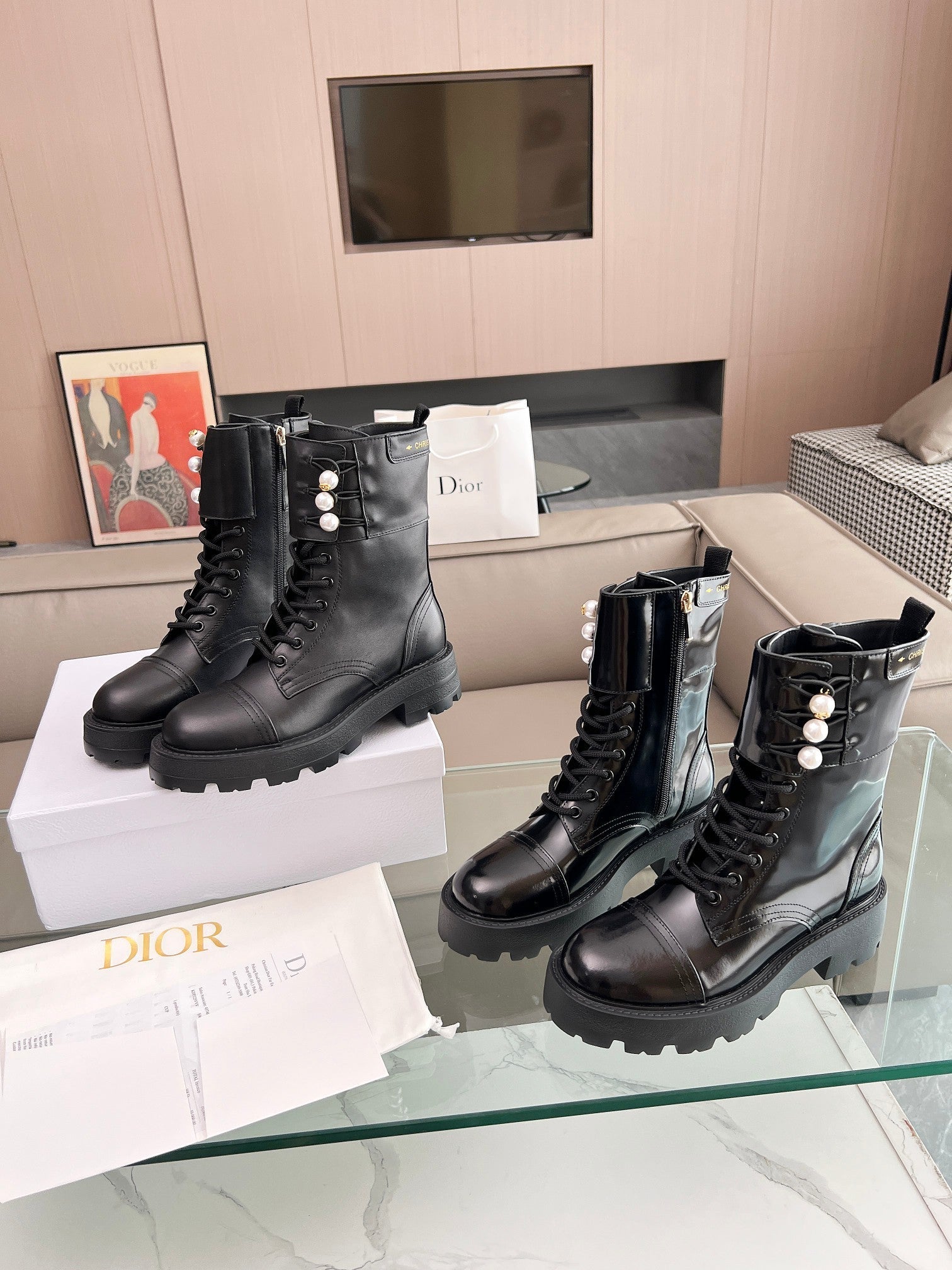CD D-Strike Ankle Boot Glossy Black Calfskin