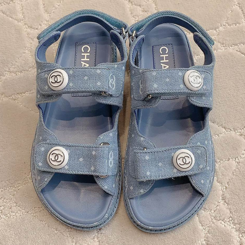 Chanel 2026 Printed Velcro Dad Sandals Fabric 977458