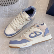 CD B57 Mid-Top Sneaker White Beige Mix Light Blue Calfskin And Oblique Jacquard