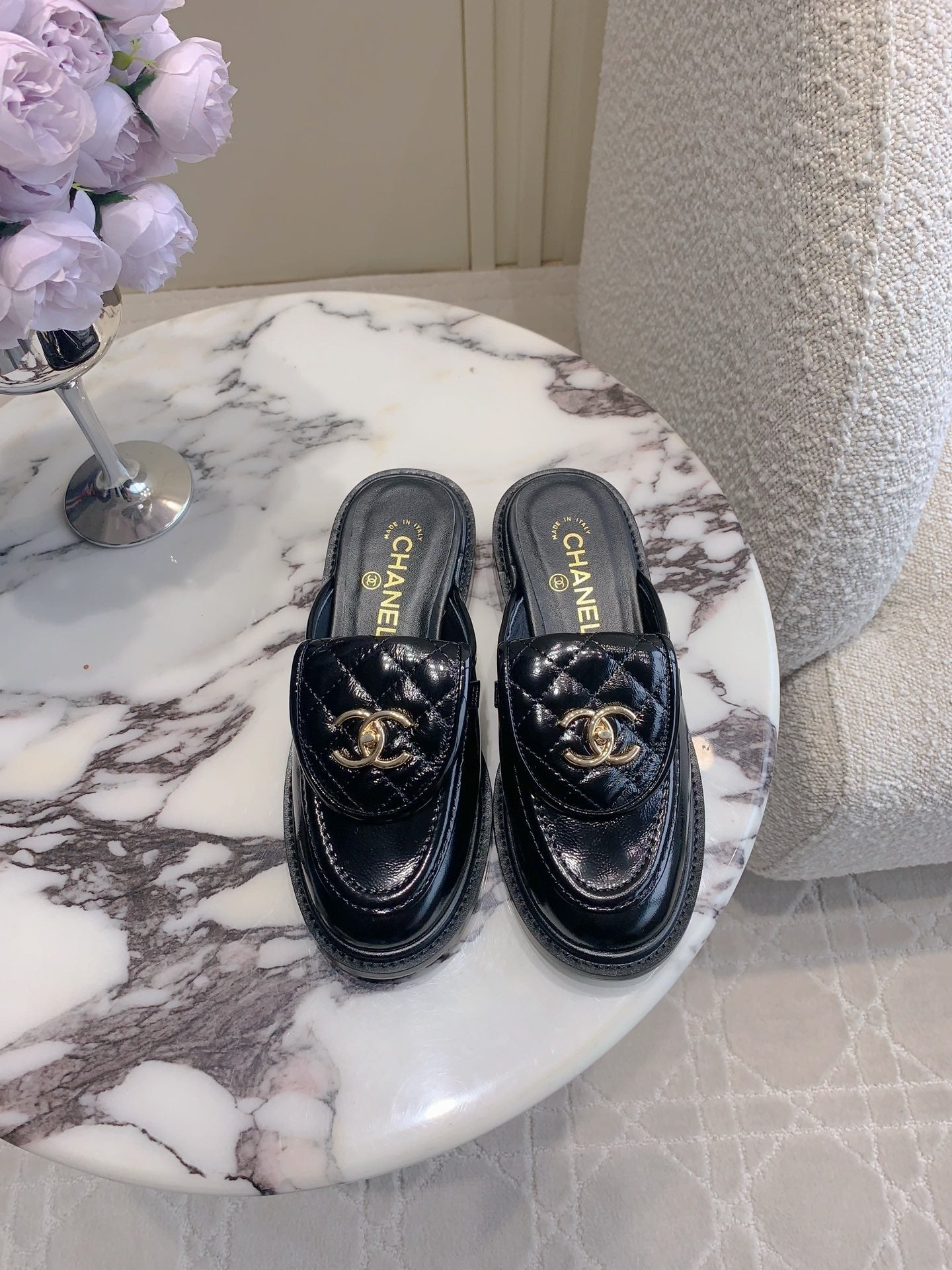 CC Mule In Black Glossy Cowhide 145660