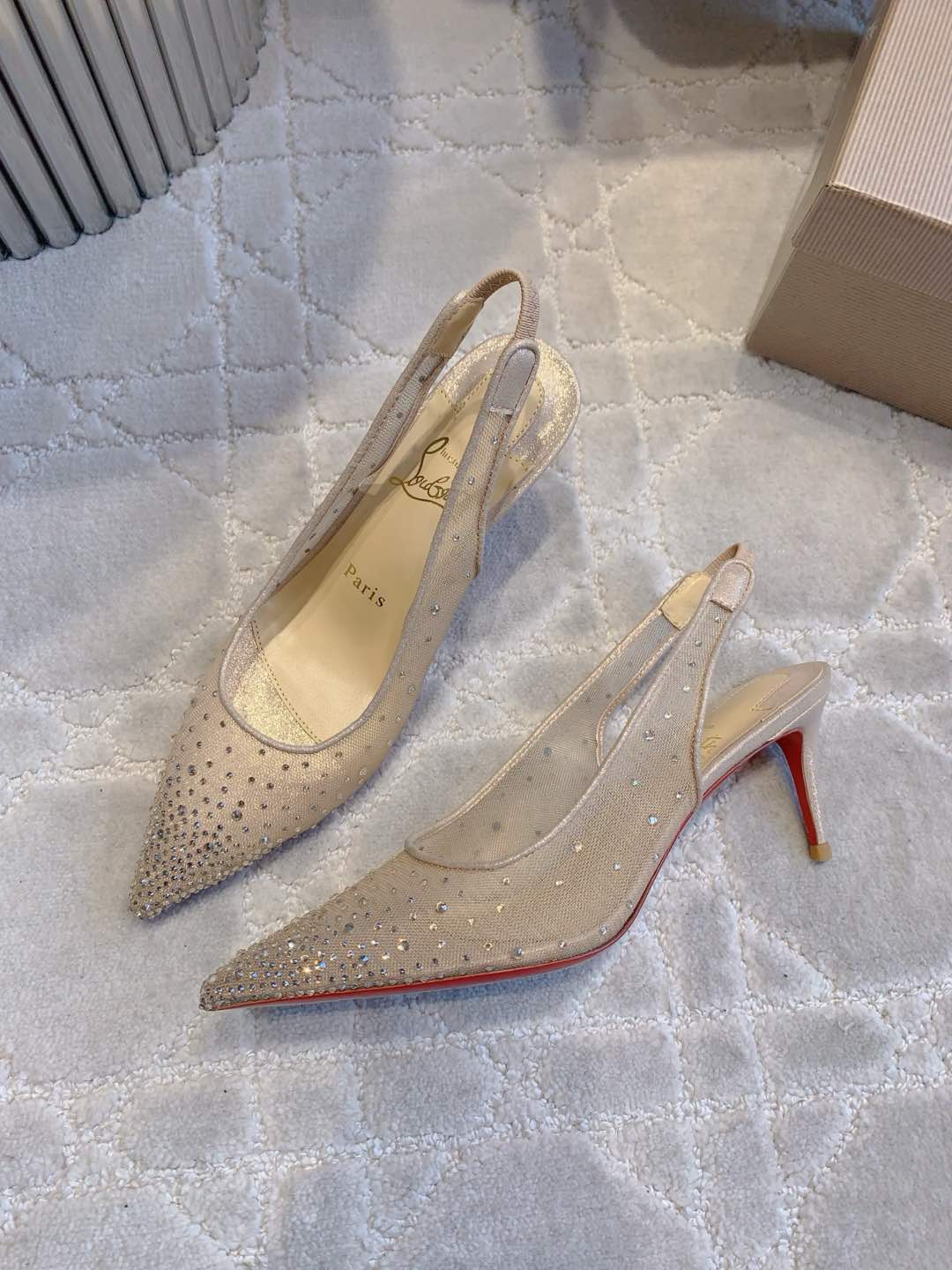 CL Follies Strass 65mm Vanilla Cream Mesh 177137