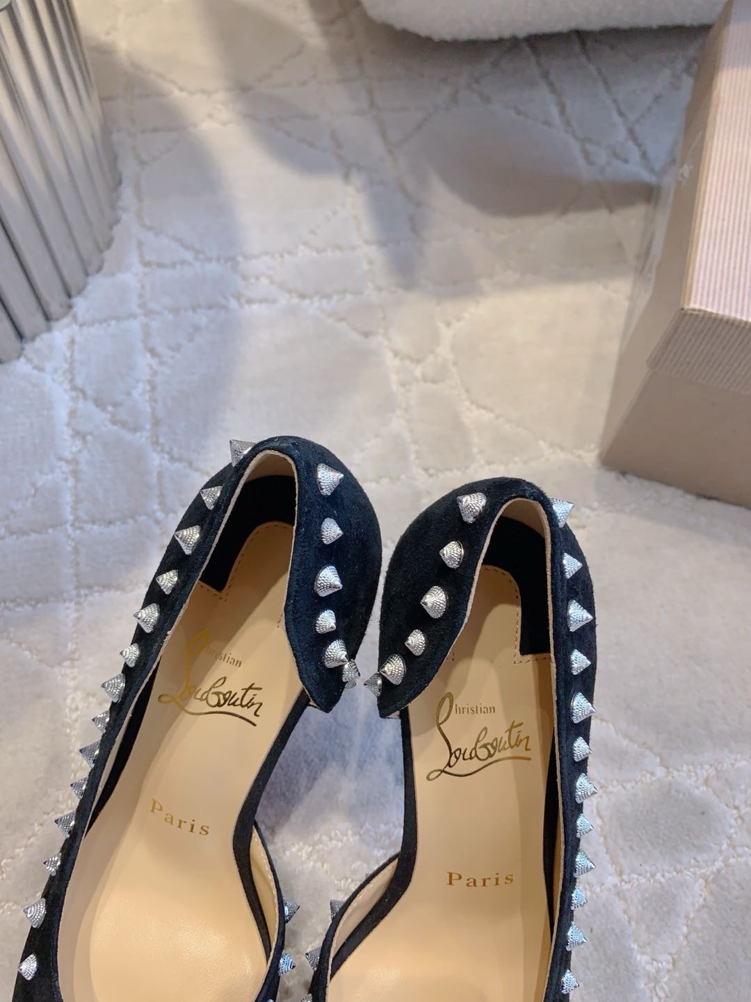 CL  Irishell 85 Studded d'Orsay Pumps Black Suede 177126