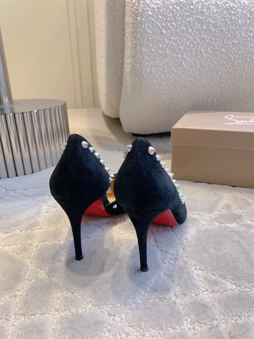 CL  Irishell 85 Studded d'Orsay Pumps Black Suede 177126