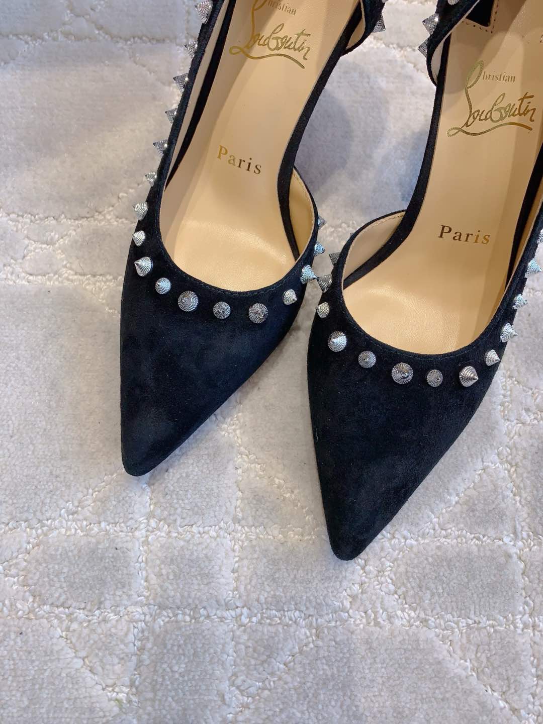CL  Irishell 85 Studded d'Orsay Pumps Black Suede 177126