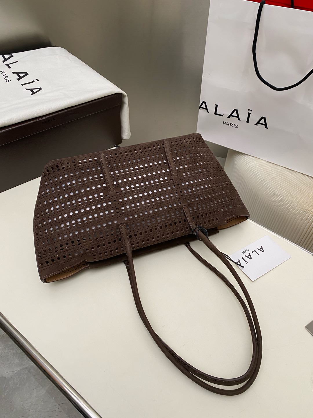 Alaia NEO MINA 32 BAG DARK BROWN CALFSKIN 243009