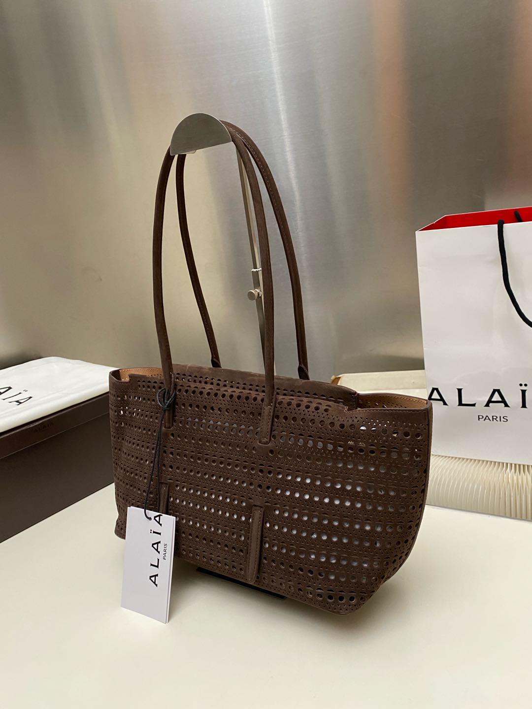 Alaia NEO MINA 32 BAG DARK BROWN CALFSKIN 243009