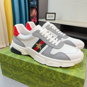 GG Men's ACE Sneaker White Grey Calfskin 523321