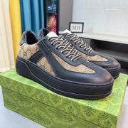 GG Men's Platform Sneaker Black Brown Cowhide 523420