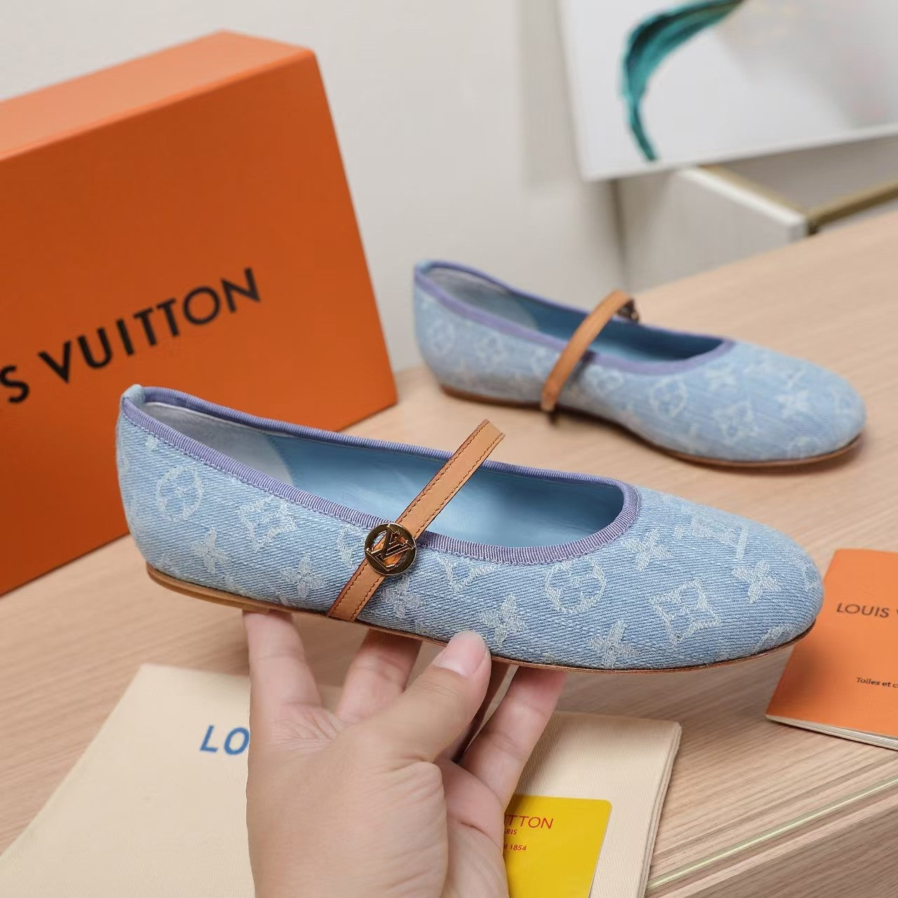 LV 25C Romy Flat Blue Pastel Monogram Denim Fabric 218302