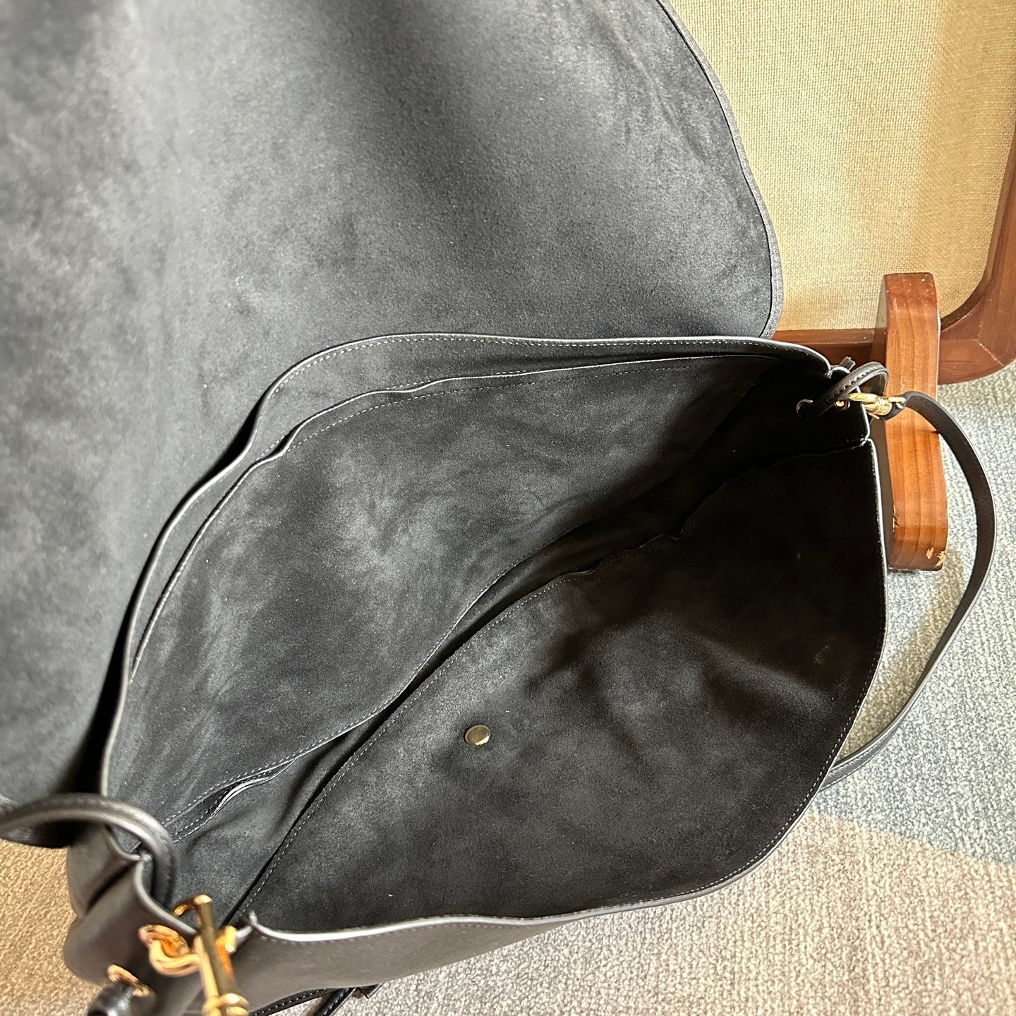 Celine 2025 Halfmoon Soft Triomphe Bag Black Shiny Lambskin