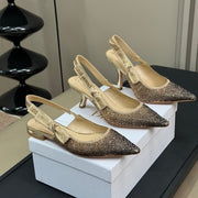 J'Adior Slingback Black Gold-tone Cotton Microbeads