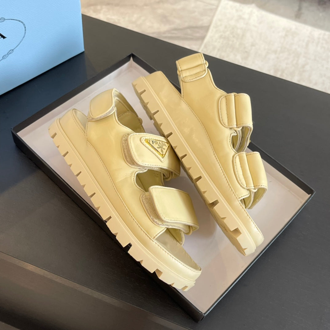 PRA FLAT NAPPA SANDALS BEIGE LAMBSKIN