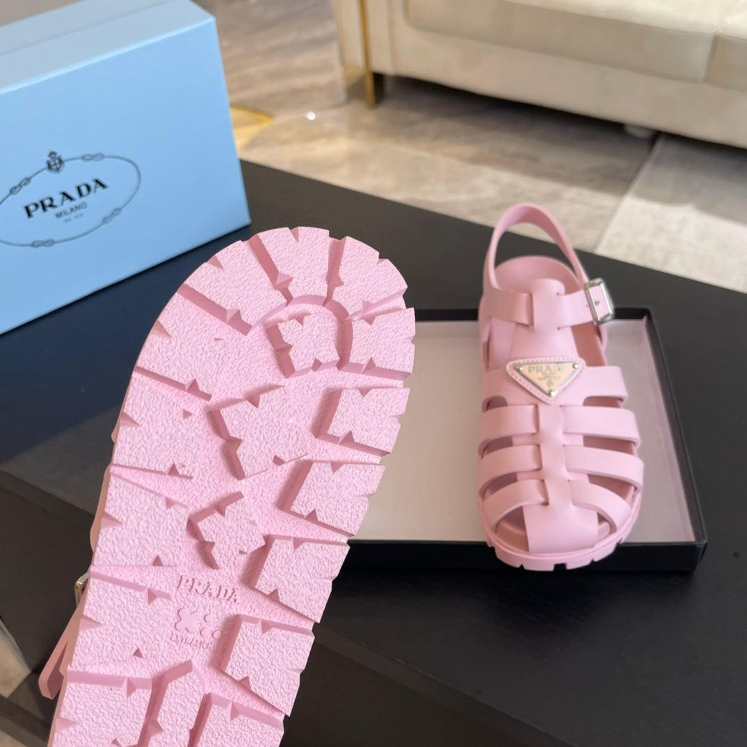 PRA RUBBER FISHERMAN SANDALS LIGHT PINK CALFSKIN