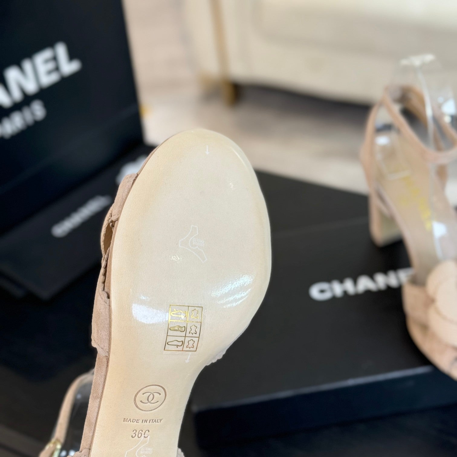 CC Sandals 80mm Beige Suede