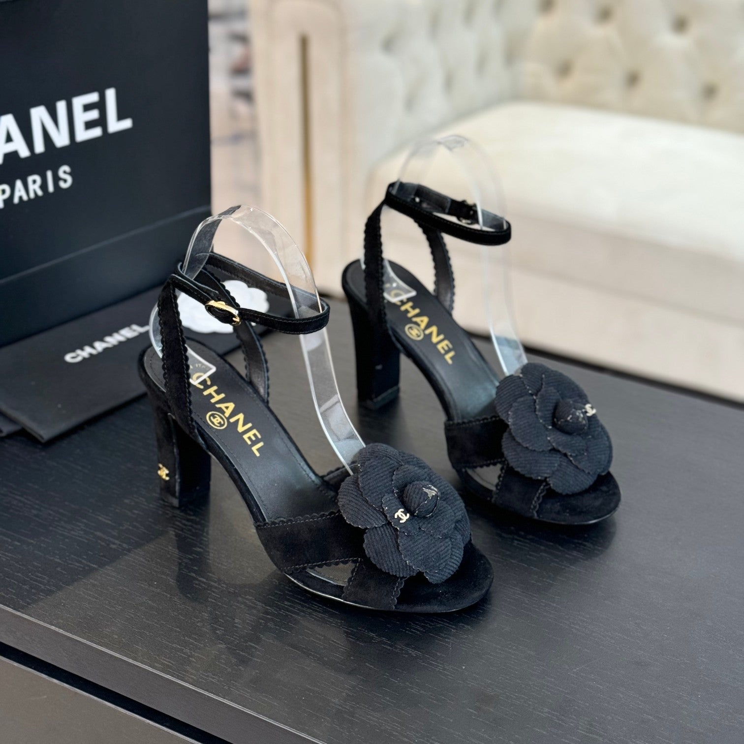 CC Sandals 80mm Black Suede