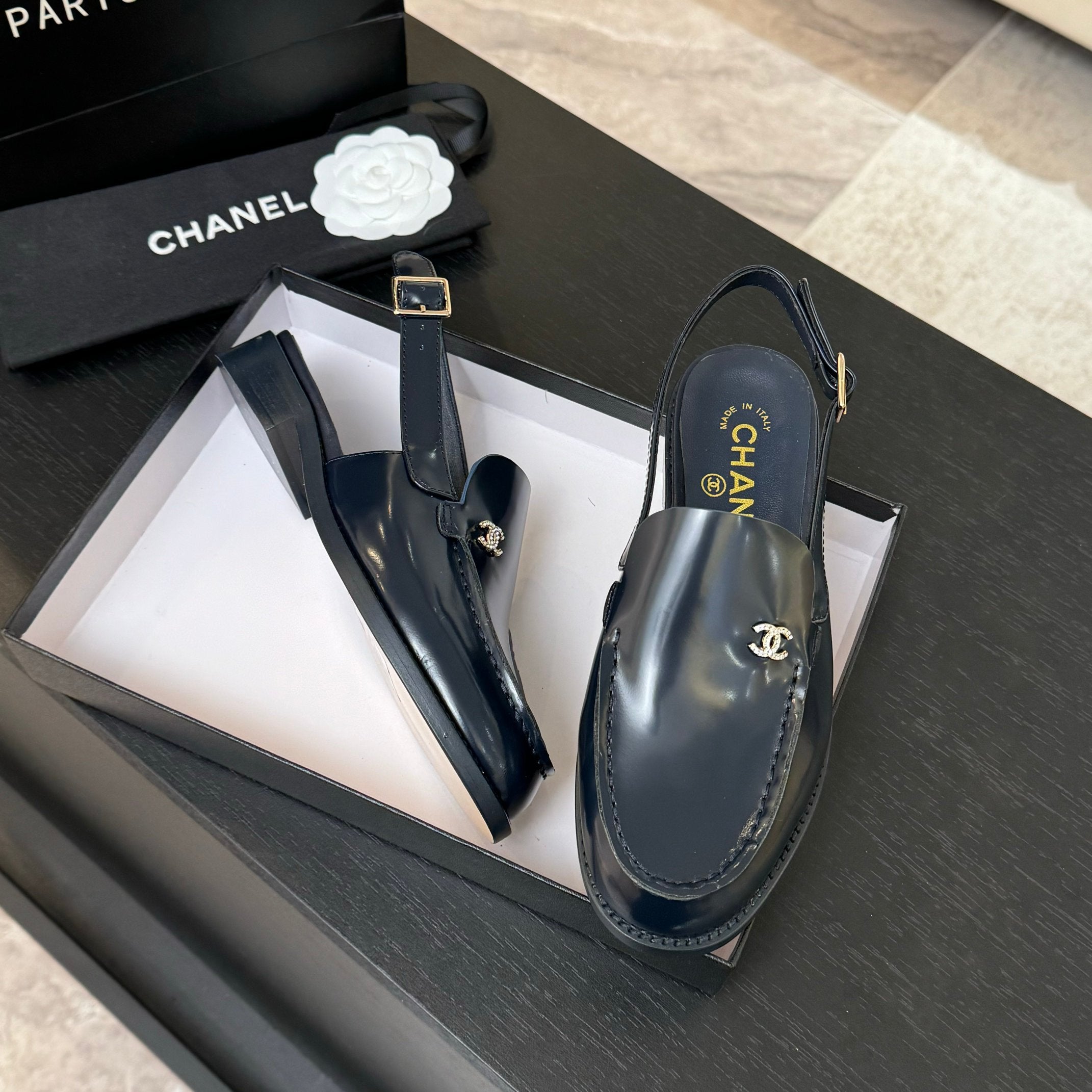CC 25C Slingback Loafer Dark Blue Patent Leather