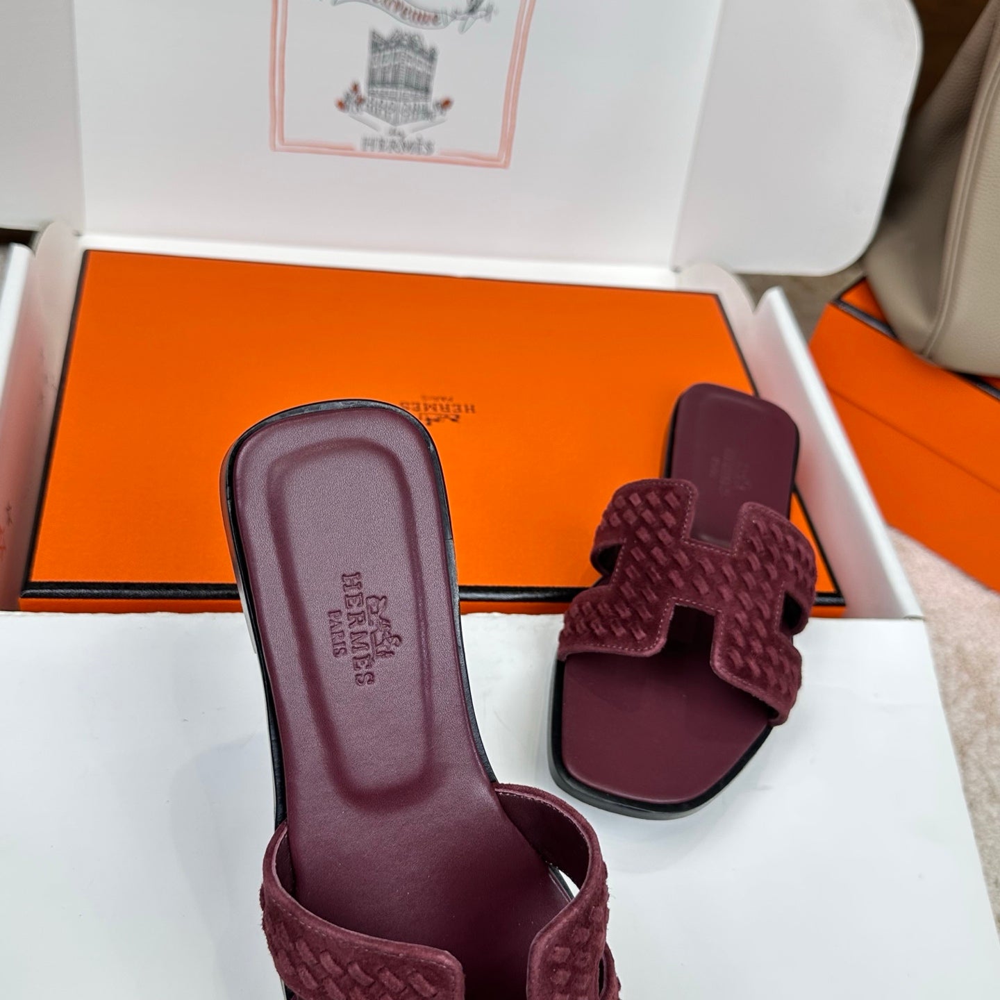 Hermes 2026 Oran Sandal Velvet Leather 598224