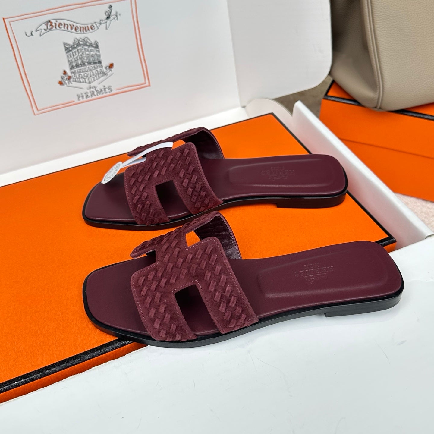 Hermes 2026 Oran Sandal Velvet Leather 598224