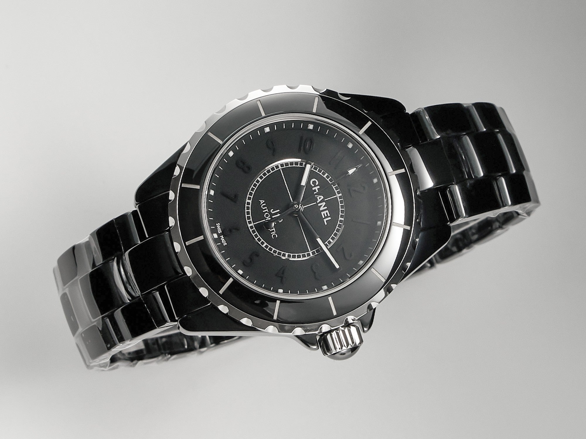 J12 Automatic Black Ceramic Black Numerals Black Dial Black Steel Hands