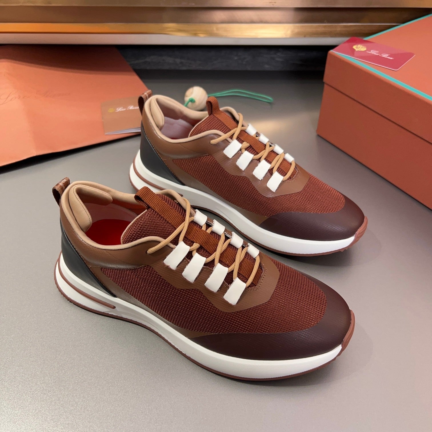 LP BRUNELLO SNEAKERS BROWN AND CHOCOLATE MESH BREATHABLE