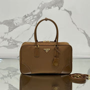 LARGE TOP HANDLE BAG 35 IN CHERRY WOOD NYLON AND CALFSKIN TRIM