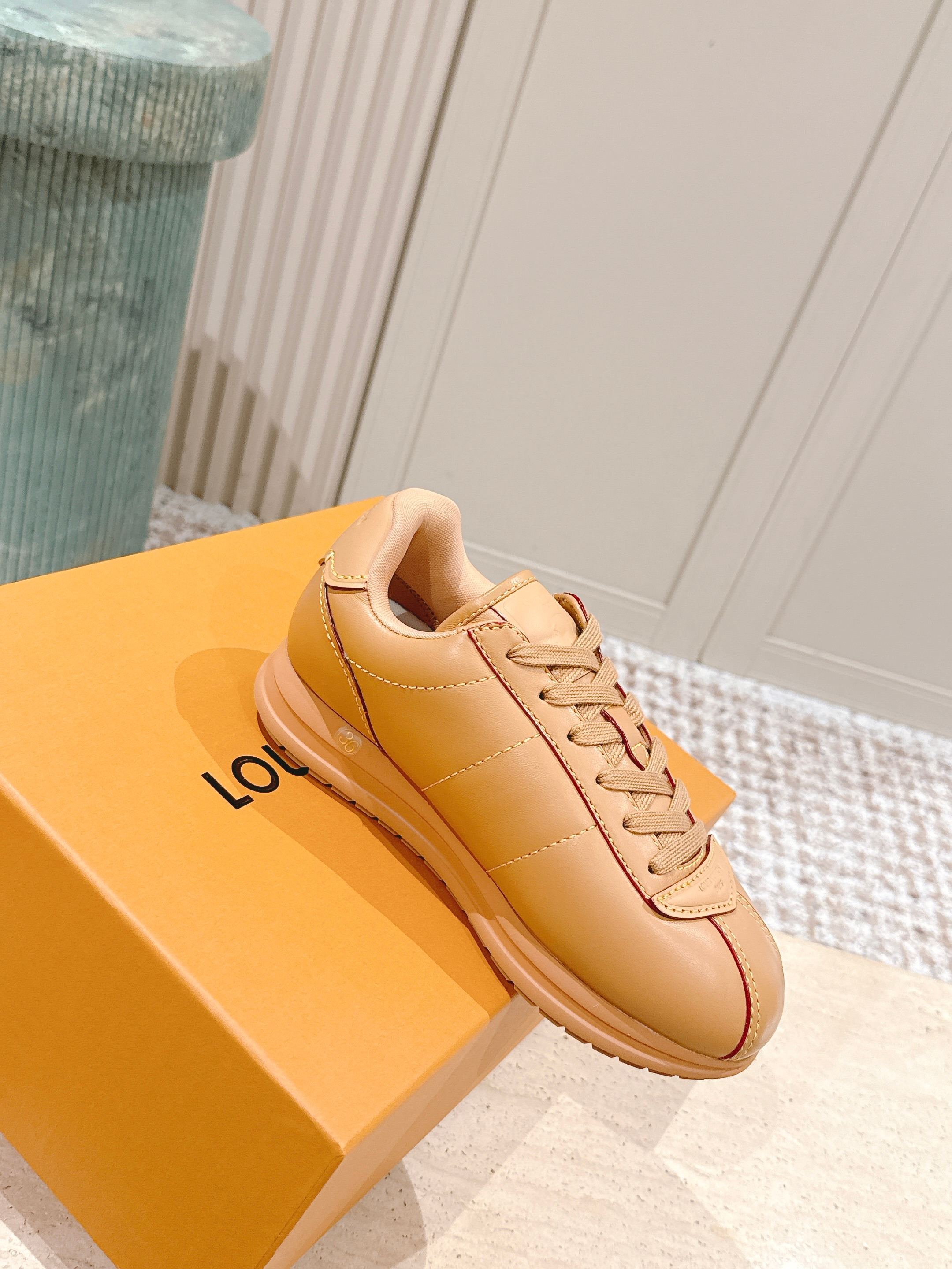 LV 25 Buttersoft Sneakers Yellow Brown Calfskin 576993