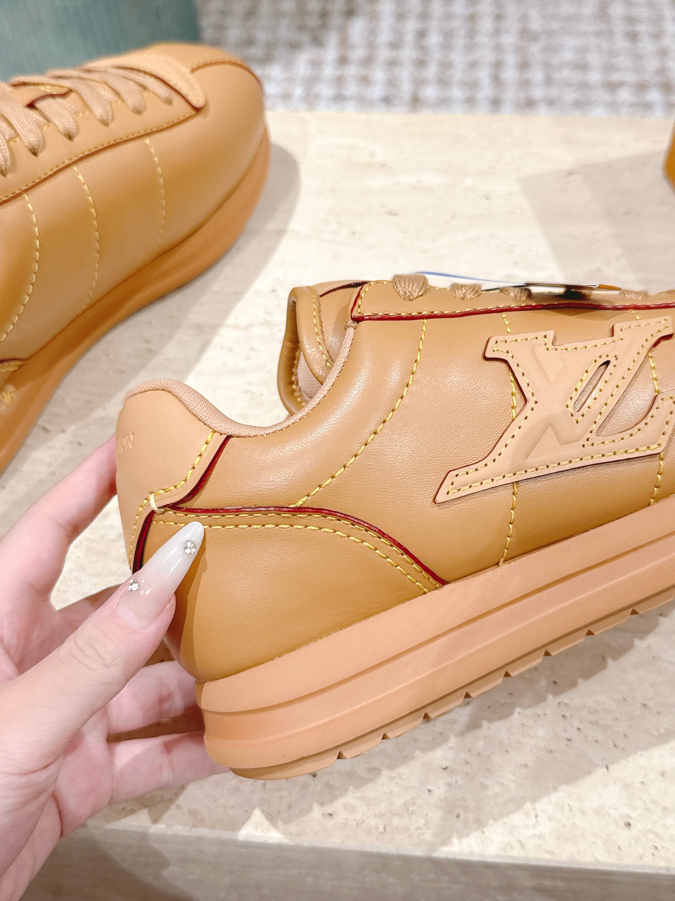 LV 25 Buttersoft Sneakers Yellow Brown Calfskin 576993