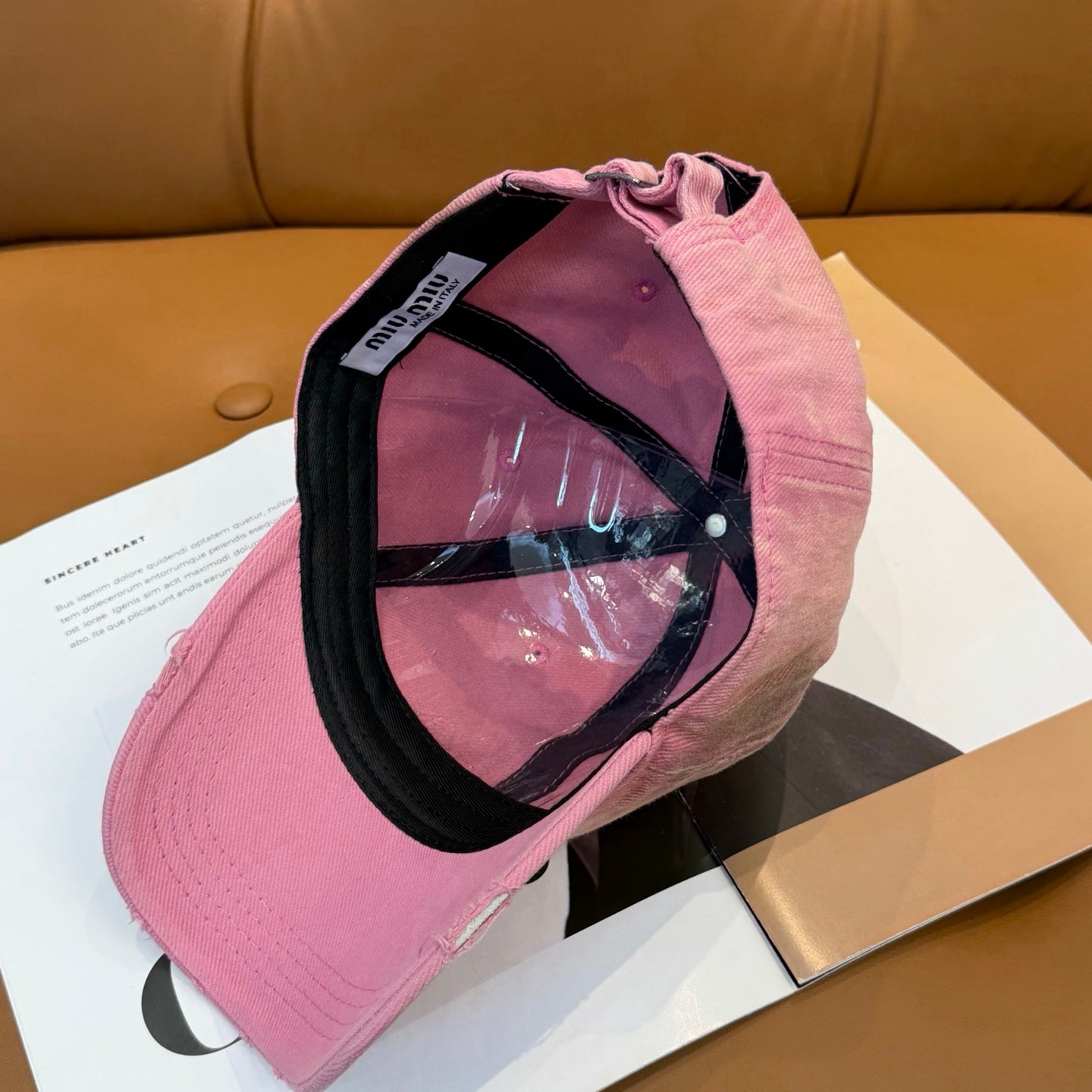 Miumiu Distressed Baseball Cap Cotton 323813