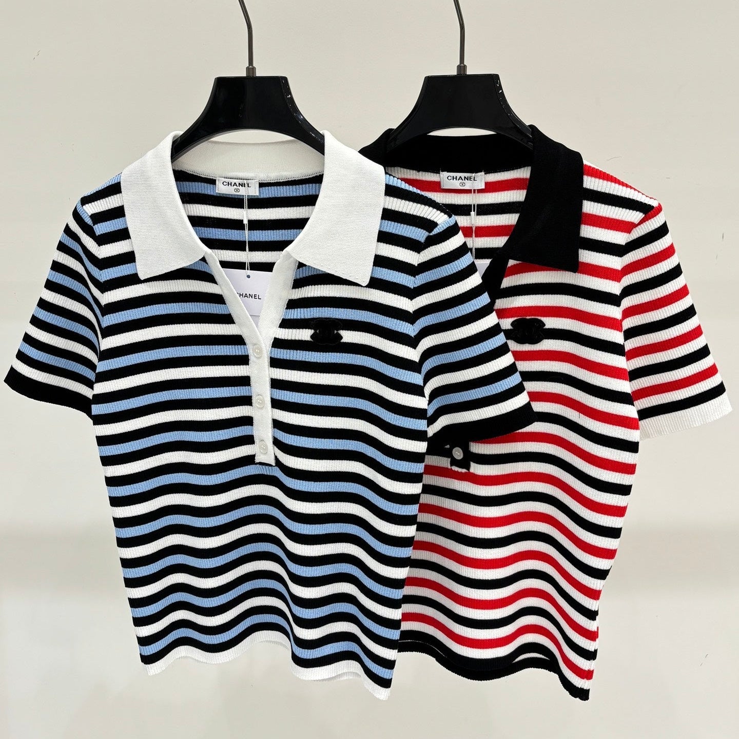 Chanel 2026 Striped Polo Shirt Cotton 413807