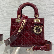 Dior 2026 Bow Lady Dior 20cm Red Patent Leather 289215