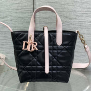 Dior 2026 Toujours Bag 18cm Black Pink Calfskin With Pink Charm 286511