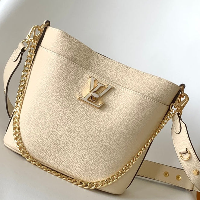 LV Lock and Walk Bag White Gold Cowhide 241224