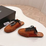PRA 26S Mule Sneaker Camel Brown Suede Canvas 600607