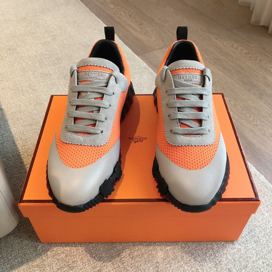 HM Men's 25 Bouncing Sneaker Orange Mesh Cowhide 639251