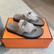 Empire Sandal Taupe Lambskin Suede Goatskin