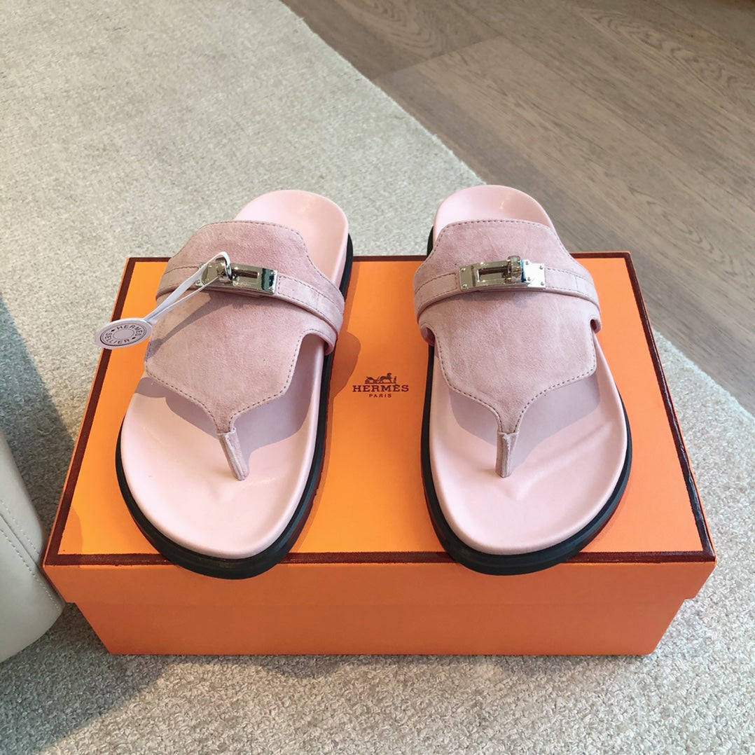 Empire Sandal Light Pink Lambskin Suede Goatskin