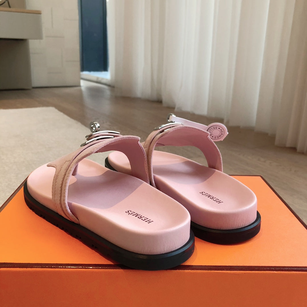Empire Sandal Light Pink Lambskin Suede Goatskin