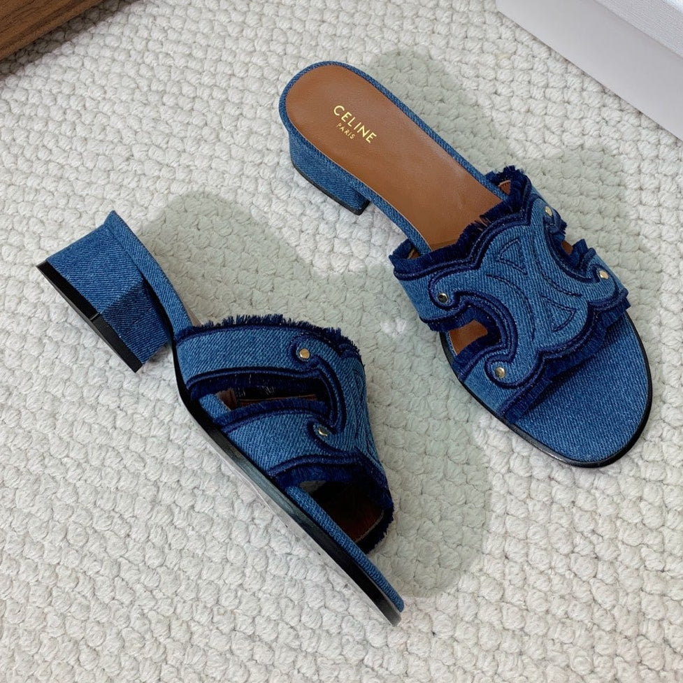 Celine 2026 Triomphe Marina Sandals Blue Denim 995223