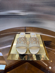 RC 25C Butterfly Flower Sandals Slippers Light Gold Sheepskin Rhinestone 275766