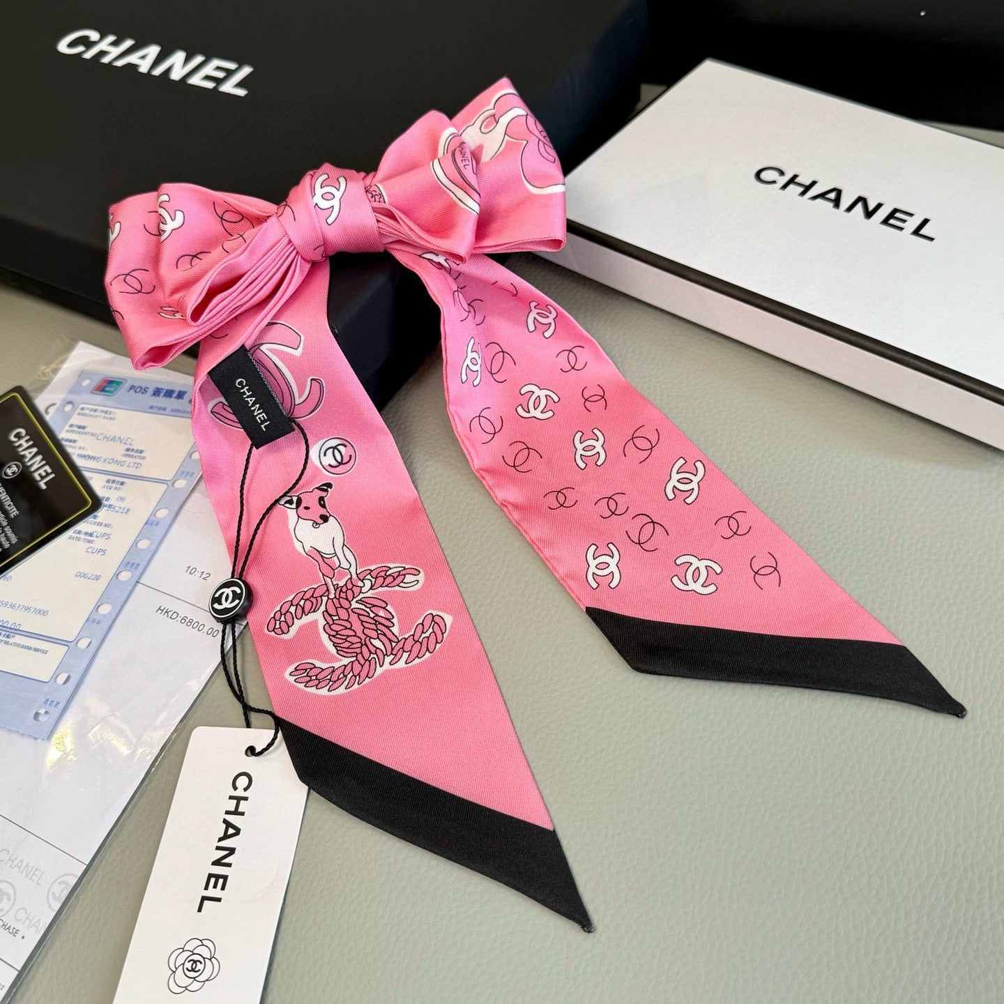 CC  Twilly Mini Scarf 120cm Pink Mulberry Silk 935248