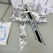 CD Twilly Mini Scarf 105cm Black  Mulberry Silk 976491