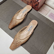 Jimmy 25 Mule Flats Cream Mesh Gauze 240058