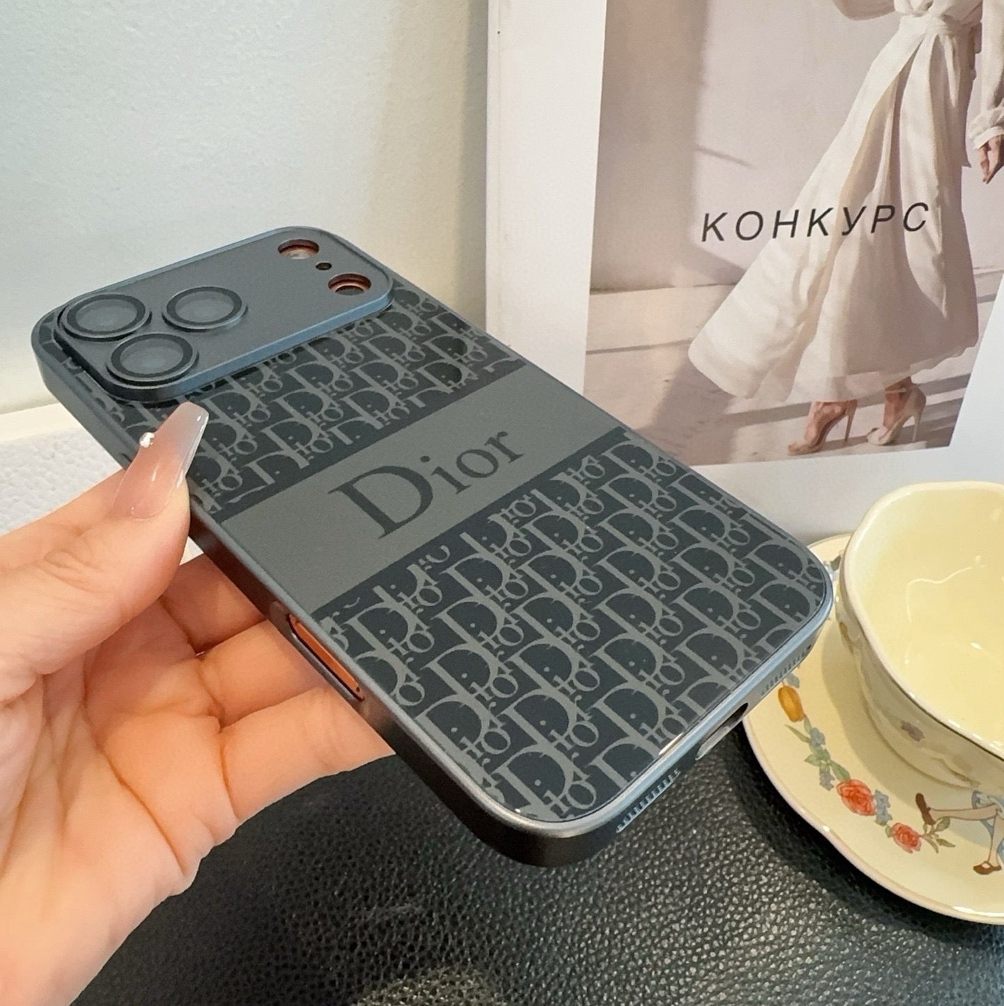 Dior Phone Case With Monogram Pattern 393864
