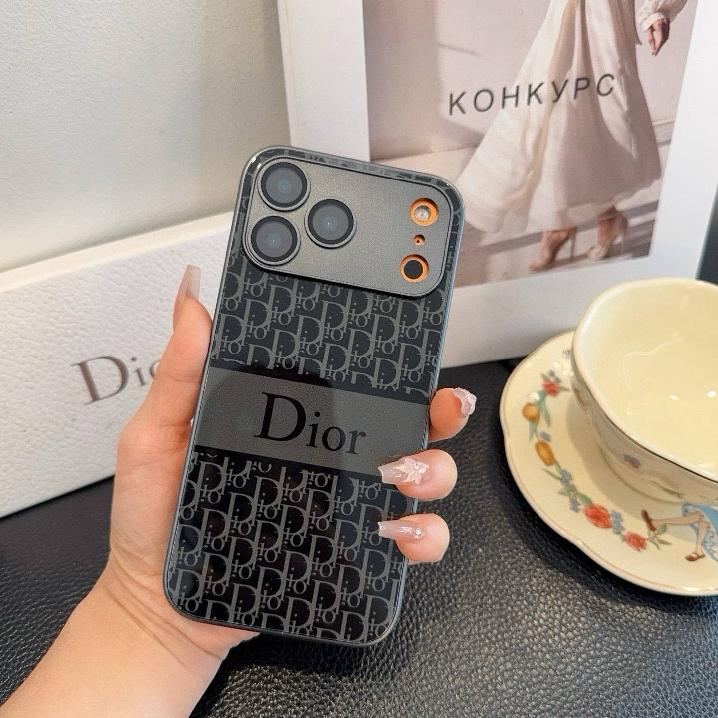 Dior Phone Case With Monogram Pattern 393864