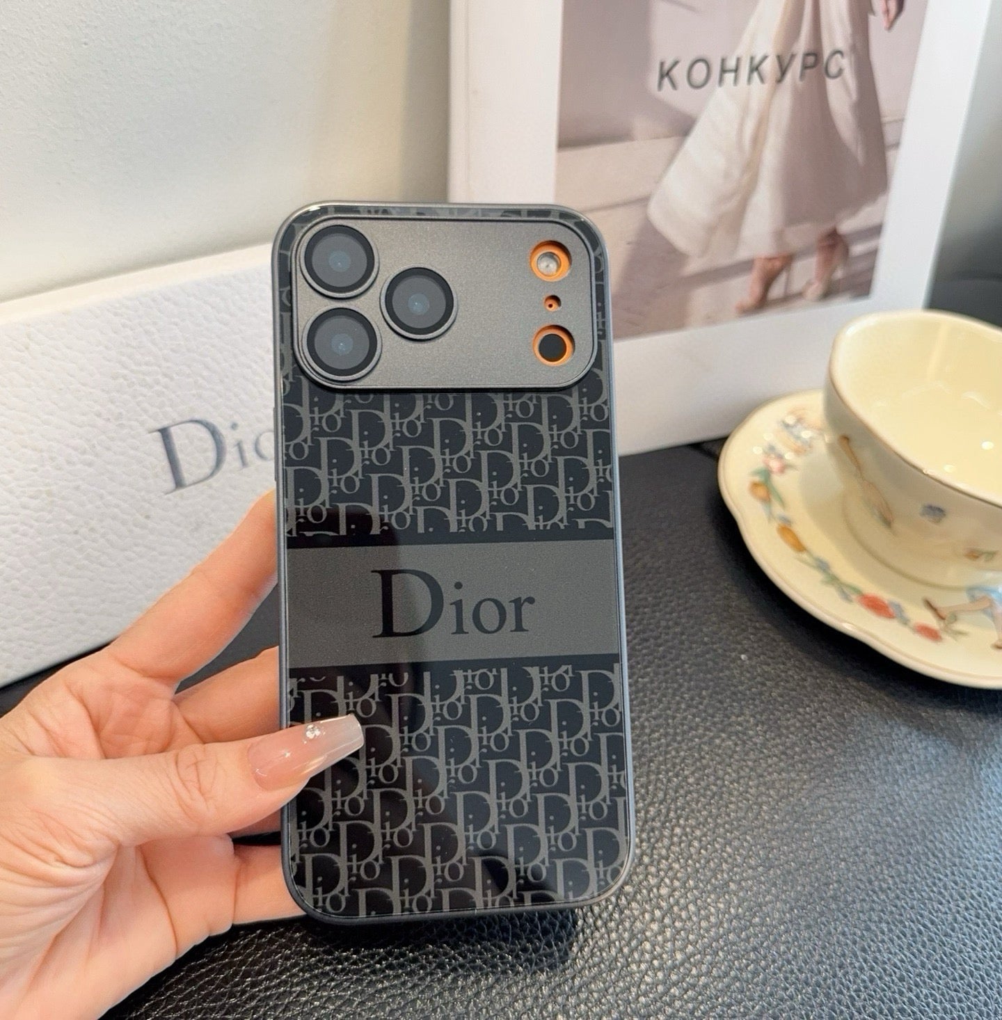 Dior Phone Case With Monogram Pattern 393864