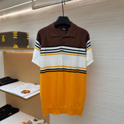 Fendi 2026 Men's Polo Shirt Brown Orange Cotton Fabric 830544