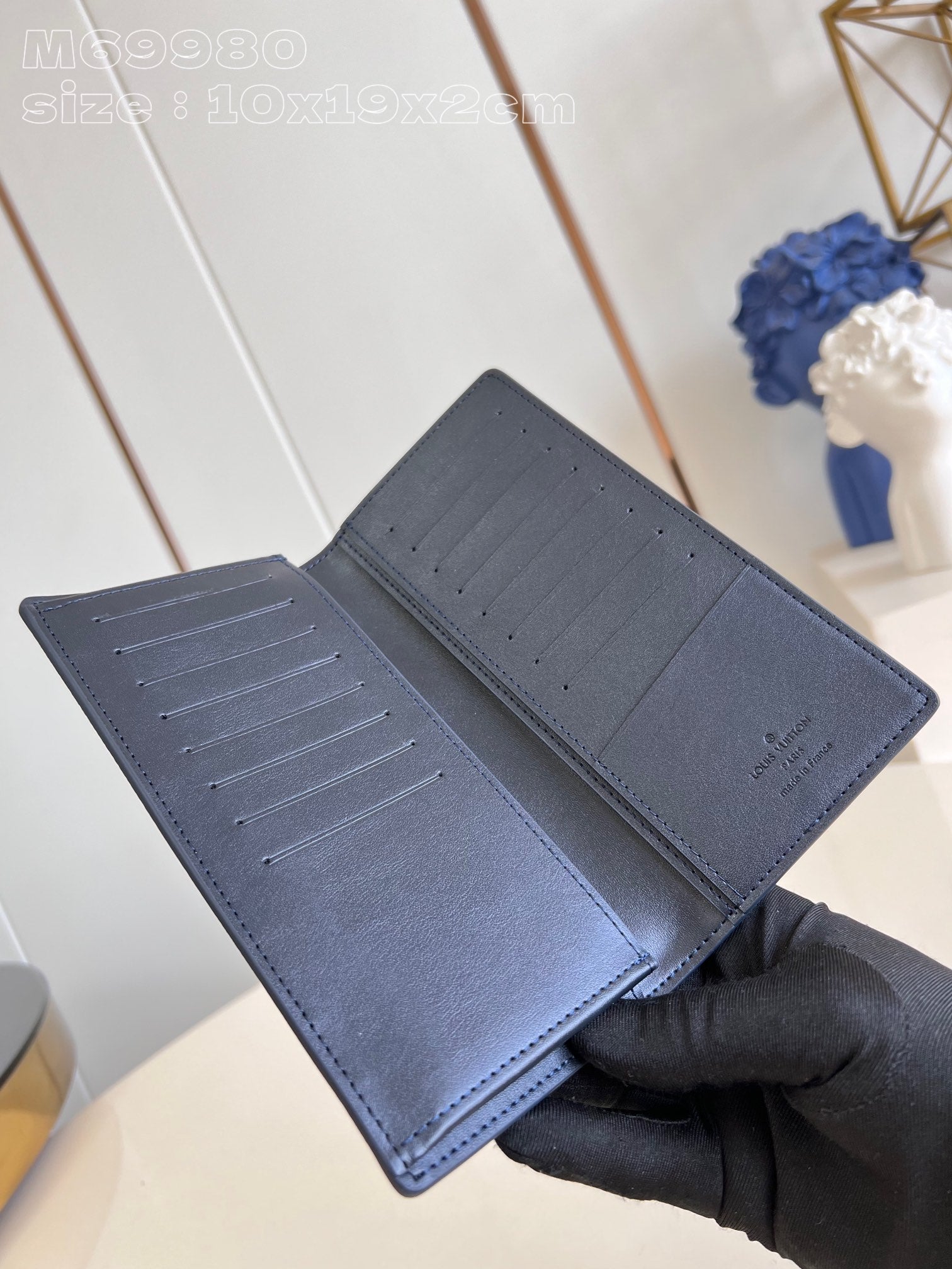 BRAZZA WALLET AEROGRAM 19CM BLUE CALFSKIN